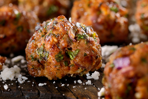 Lamb Meatballs Over Egg Noodles