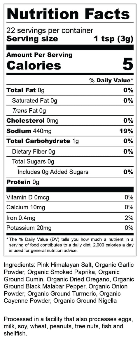 Noshejan Lobo Rojo Adobo seasoning blend nutritional label.