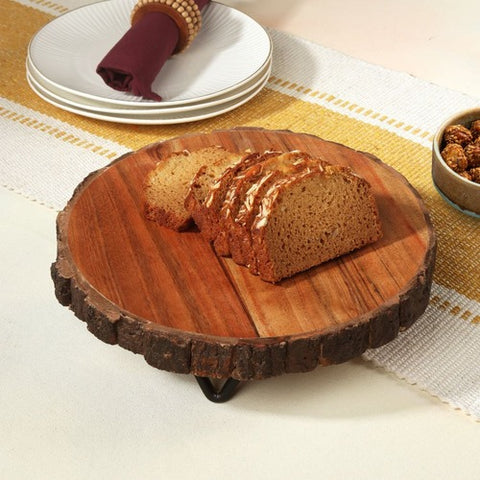 Bark Edge Cake Plate With Iron Feet